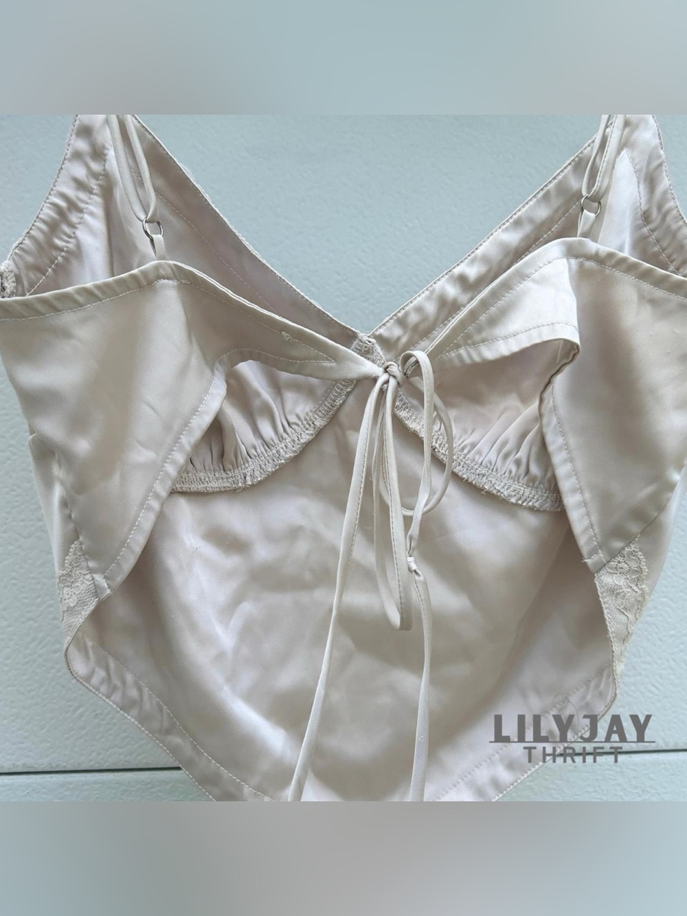 Silky Cream Tie-Front Cami Slip Top